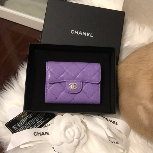 CHANEL Accessories - 💜Auth CHANEL Rare Purple XL Flap Card Holder 20S